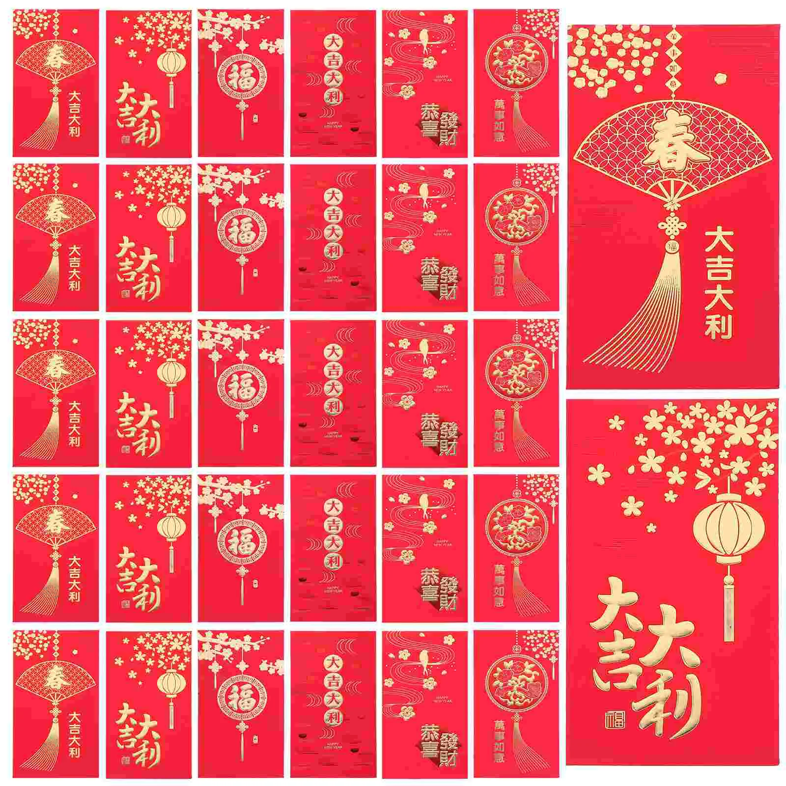 Красный конверт Новогодний Красный карманный Китайский Новый год Красные конверты Красная сумка Весенний фестиваль Свадьба День рождения Красные конверты Изображение 1 