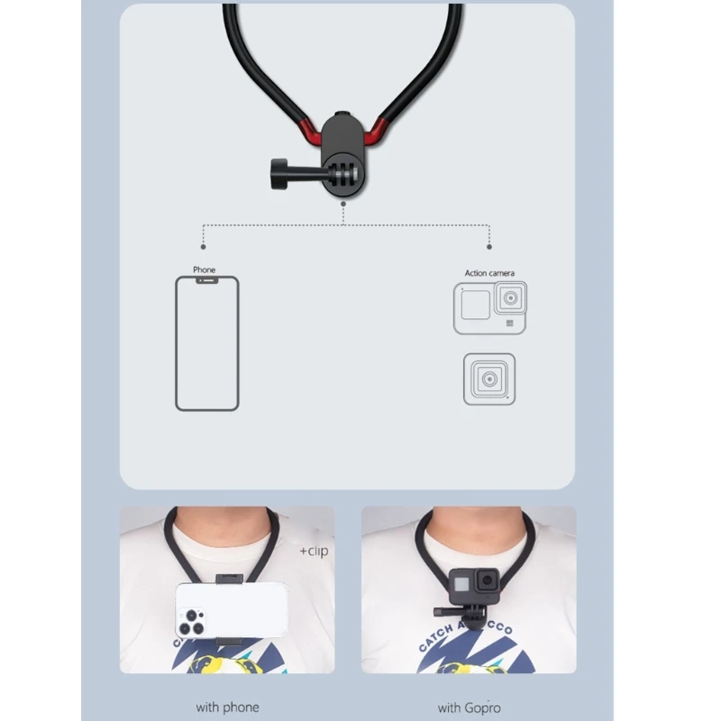 Крепление спортивной камеры на шею, универсальный держатель для ленивого телефона, совместимый с камерами Hero 10 9 8 7 серии и 360 Изображение 4 