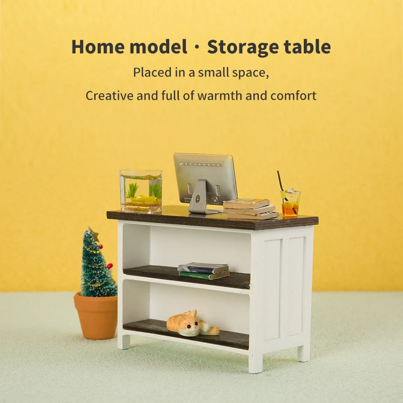 Кукольный домик 1: 12, миниатюрный двухслойный стол для хранения, мини-модель мебели для гостиной, игрушки для украшения своими руками