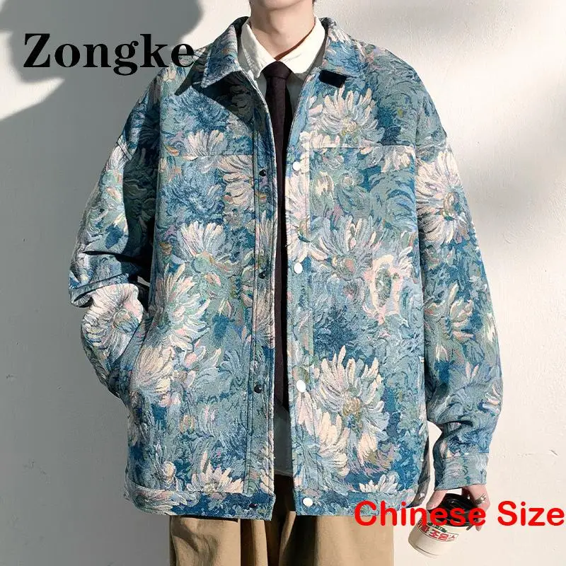 Куртка с цветочным принтом, мужская одежда, уличная одежда, куртки для мужчин, пальто, китайский размер 5XL, Весна 2023, Новые поступления Изображение 0 