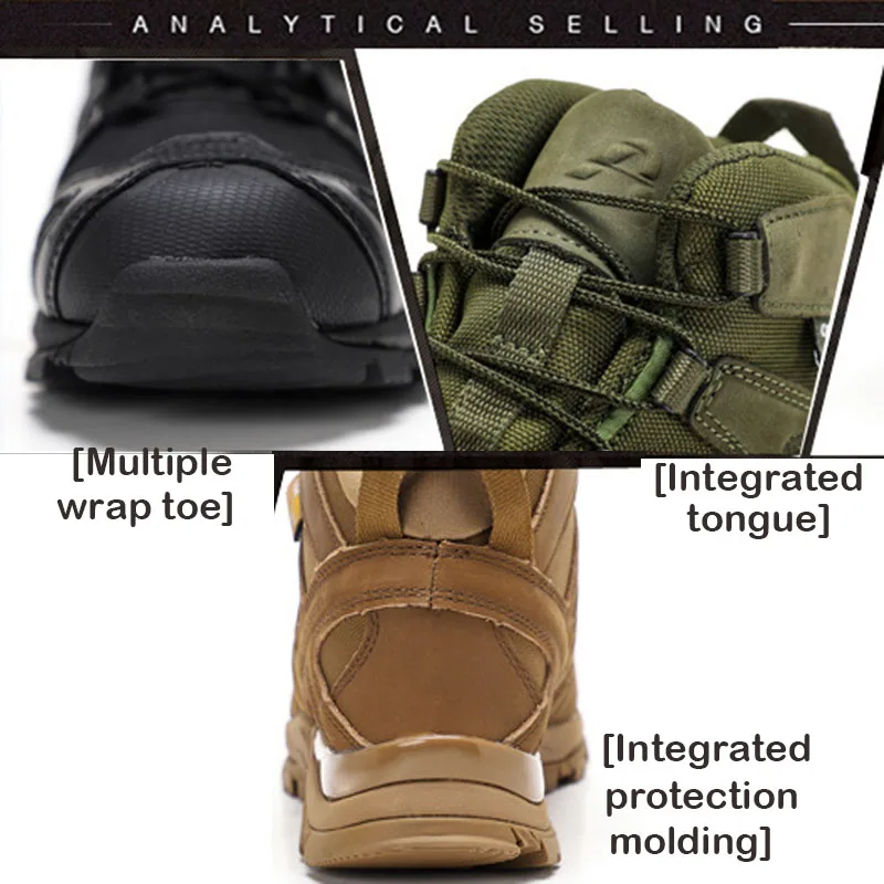 Легкая обувь-амфибия, кроссовки, ботинки, армейские ботинки в стиле милитари, мужские ботинки для пустыни со средним верхом, спортивные кроссовки для горного кемпинга Изображение 1 