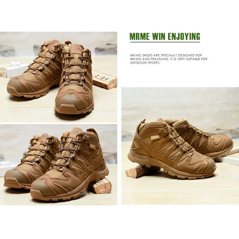 Легкая обувь-амфибия, кроссовки, ботинки, армейские ботинки в стиле милитари, мужские ботинки для пустыни со средним верхом, спортивные кроссовки для горного кемпинга Изображение 2 