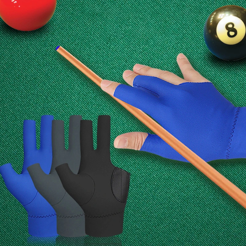 Легкие дышащие высокоэластичные нескользящие трехпалые перчатки для бильярда и настольного тенниса с открытыми пальцами. Изображение 0 