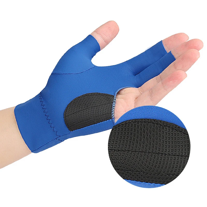 Легкие дышащие высокоэластичные нескользящие трехпалые перчатки для бильярда и настольного тенниса с открытыми пальцами. Изображение 1 