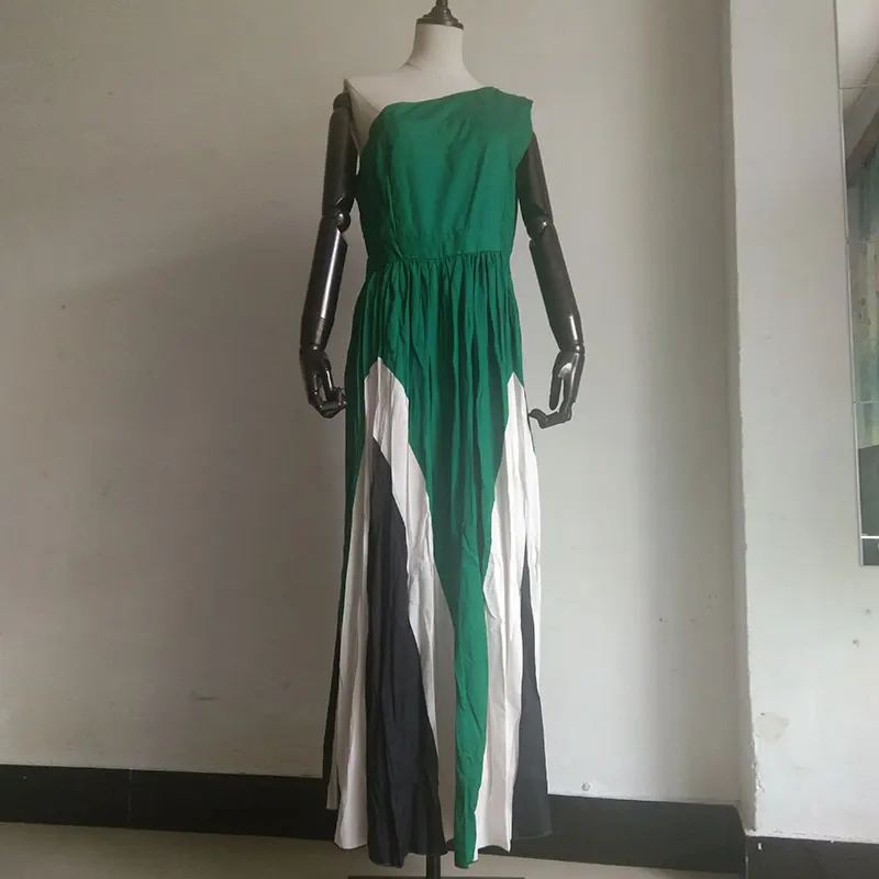 Летнее контрастное платье с отстрочкой, Элегантное Длинное платье, женское модное платье без рукавов, женские Vestidos, сексуальные макси-платья в стиле бохо с открытой спиной Изображение 5 