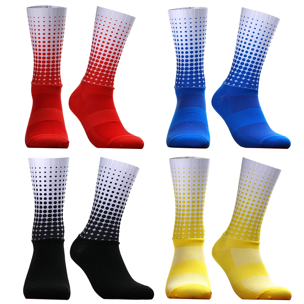 Летние Спортивные велосипедные носки в горошек в новом стиле, нескользящие силиконовые Профессиональные носки для гоночных велосипедов на открытом воздухе, Calcetines Ciclismo Изображение 0 