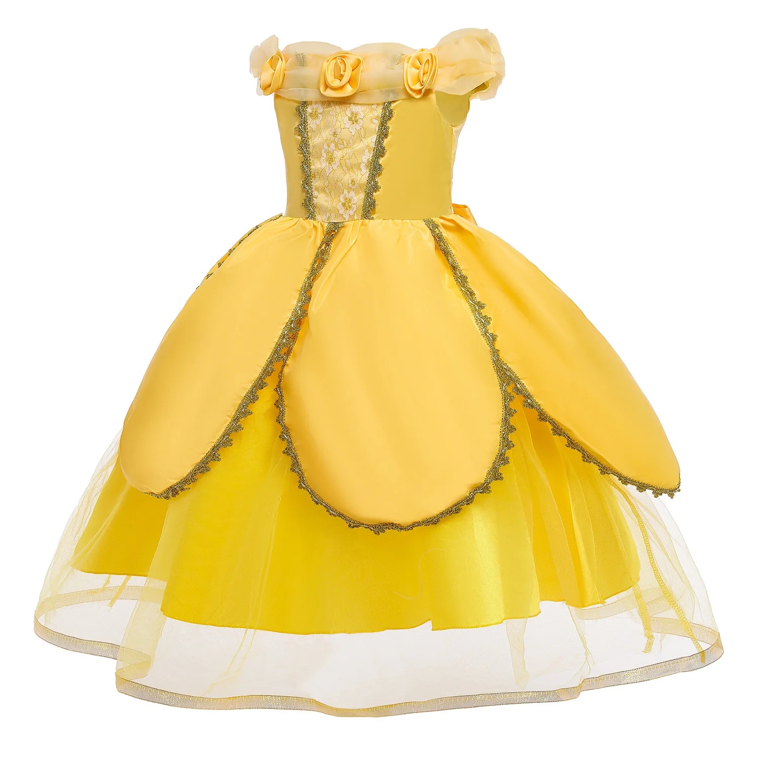 Маскарадное платье со светодиодной подсветкой для девочек, детский костюм принцессы Белль на День рождения для Рождественского карнавала, детское бальное платье Изображение 2 