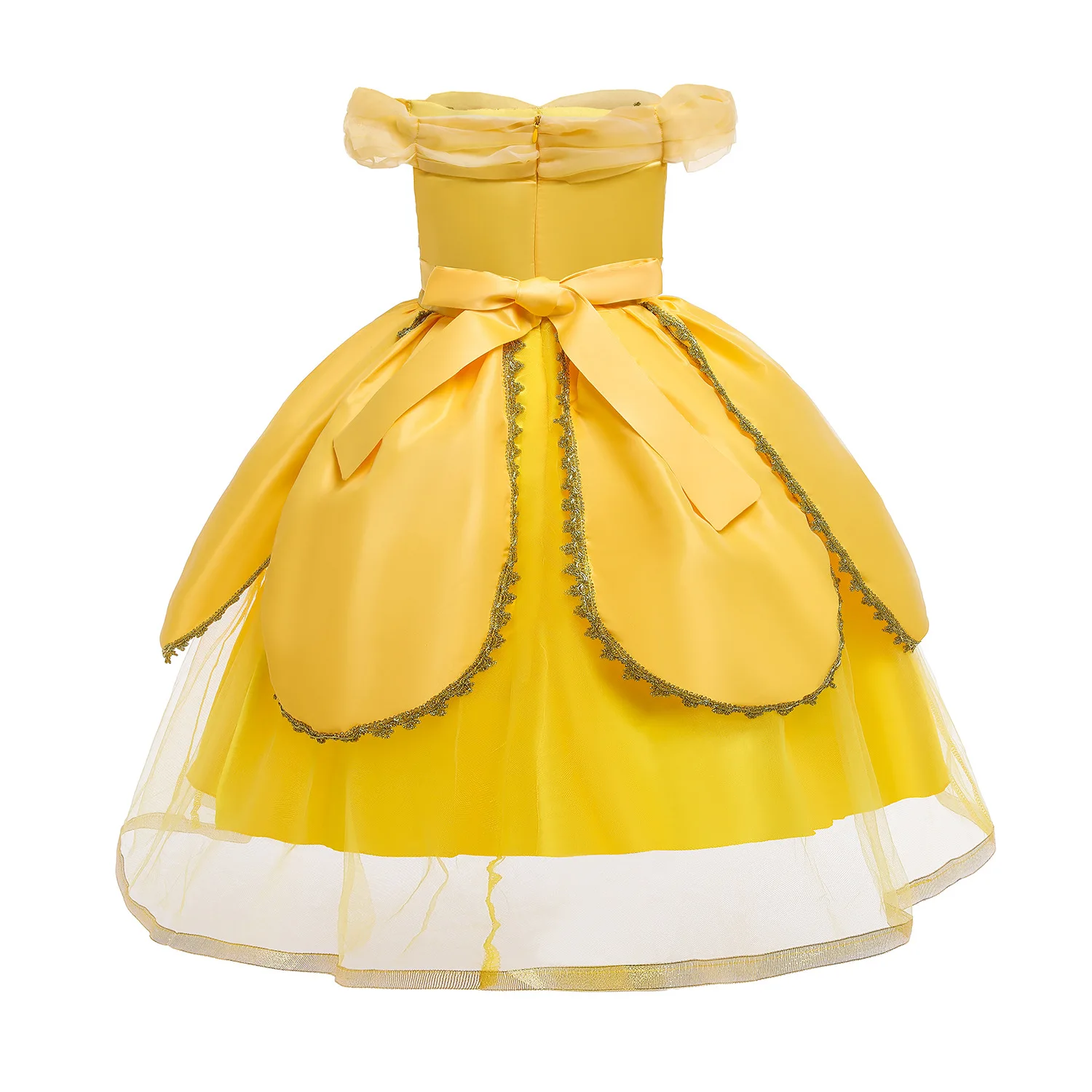 Маскарадное платье со светодиодной подсветкой для девочек, детский костюм принцессы Белль на День рождения для Рождественского карнавала, детское бальное платье Изображение 3 
