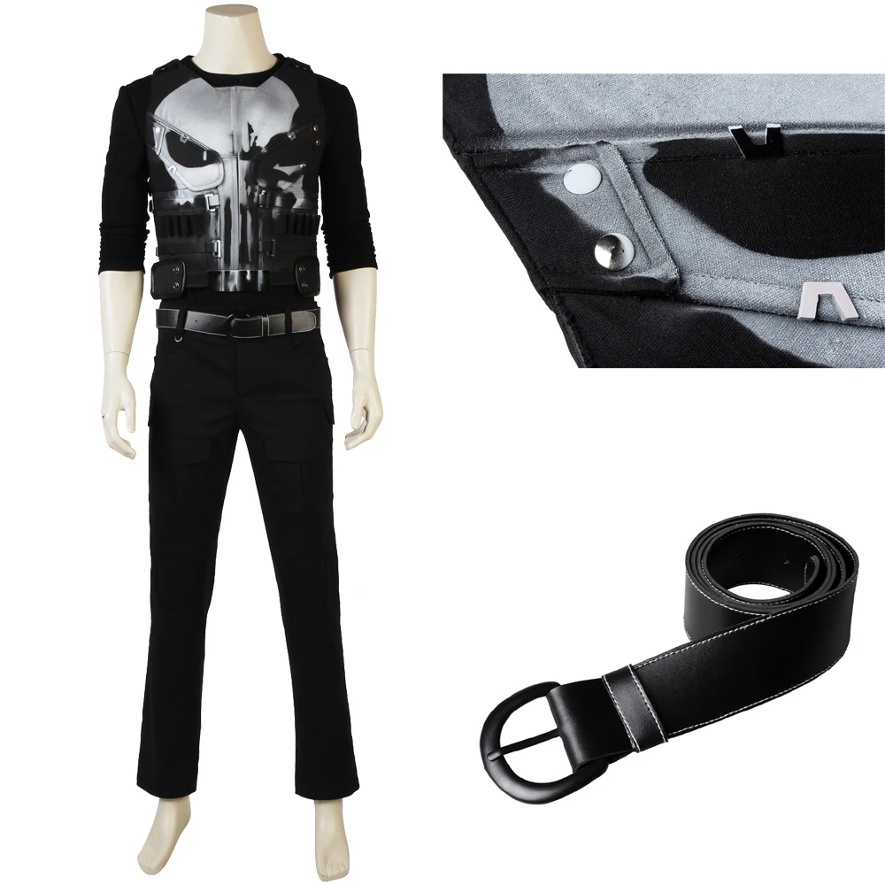 Маскарадный костюм для черных мужчин на Хэллоуин, Карнавальный костюм Фрэнка Касла, Игровое наказание