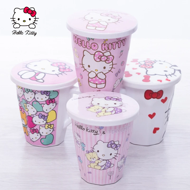 Мелодия Hello Kitty Аниме Чашка для воды Большой емкости Портативный Ashion Kawaii Мультфильм Удобный дизайн Студентка Девочка Мальчик Подарок на День рождения Изображение 0 