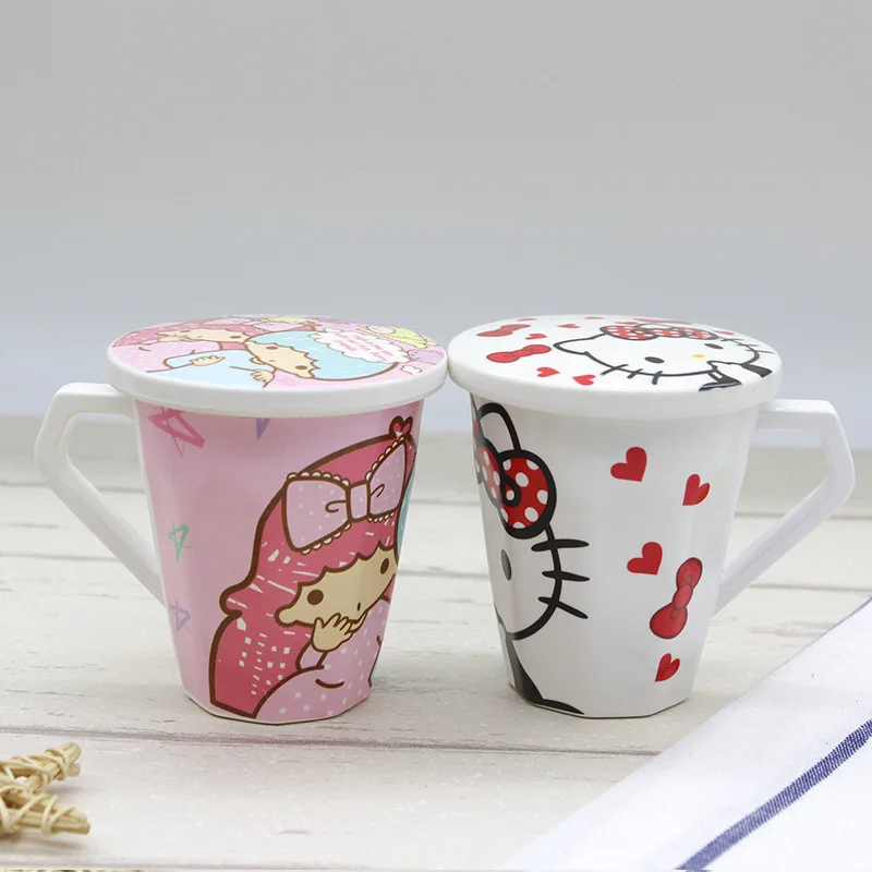 Мелодия Hello Kitty Аниме Чашка для воды Большой емкости Портативный Ashion Kawaii Мультфильм Удобный дизайн Студентка Девочка Мальчик Подарок на День рождения Изображение 1 
