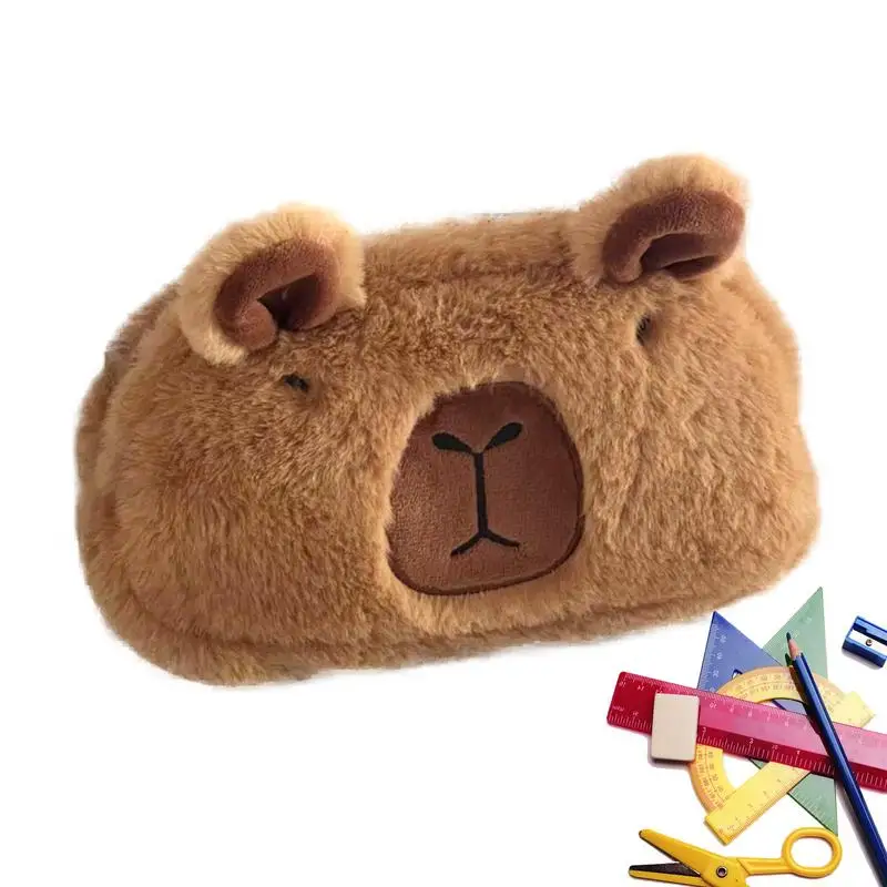 Милые Плюшевые Лесные Животные Сумки для карандашей Креативная Сумка для хранения канцелярских принадлежностей Capybara Для Детей Отличный Подарочный Пенал