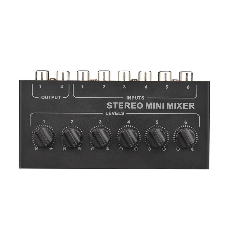 Мини стерео CX600 6-канальный пассивный микшер RCA Портативный аудиомикшер 6 входов 2 выхода Стереораспределитель Регулятор громкости Изображение 2 