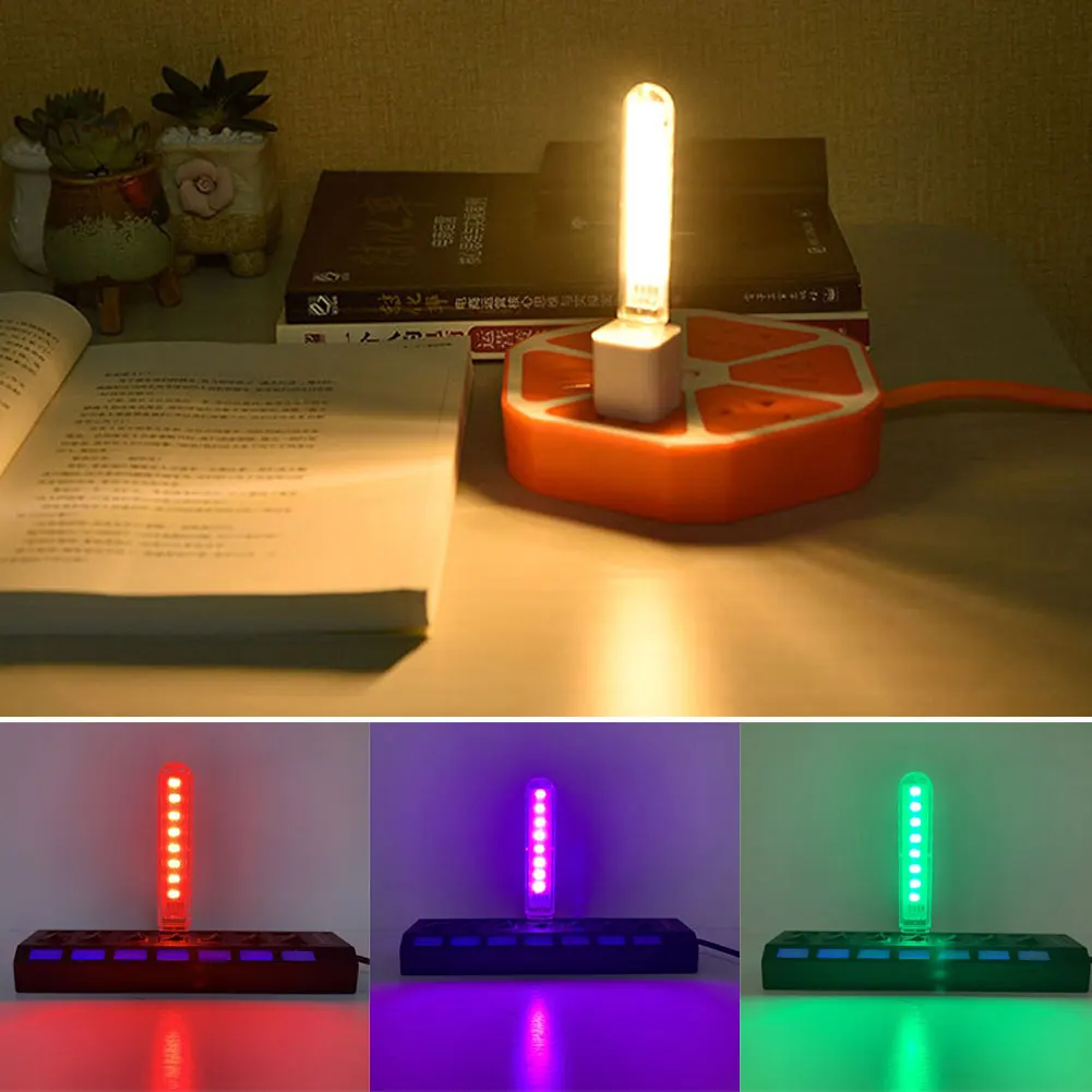 Многоцветная Лампа для ПК Ноутбук Мобильный Банк Питания 5V USB 8LEDs Ночник Мини Портативный U Дисковый Светильник Домашний Светильник Для Чтения в Общежитии