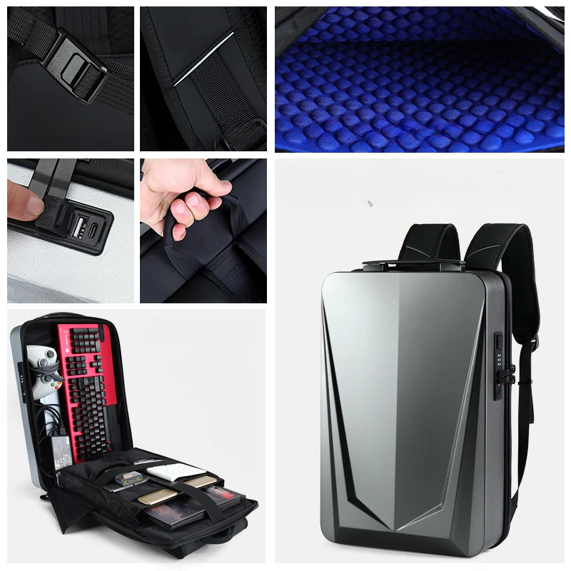 Модная игровая киберспортивная сумка для ПК с клавиатурой в твердом корпусе, рюкзак для ноутбука, водонепроницаемый деловой мужской рюкзак, сумка для студентов колледжа Изображение 2 