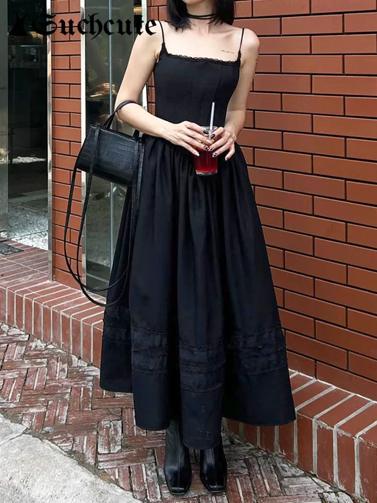 Модное Корейское черное платье Макси, женские готические эстетичные облегающие вечерние платья без рукавов, винтажная Уличная клубная одежда, лето 90-х