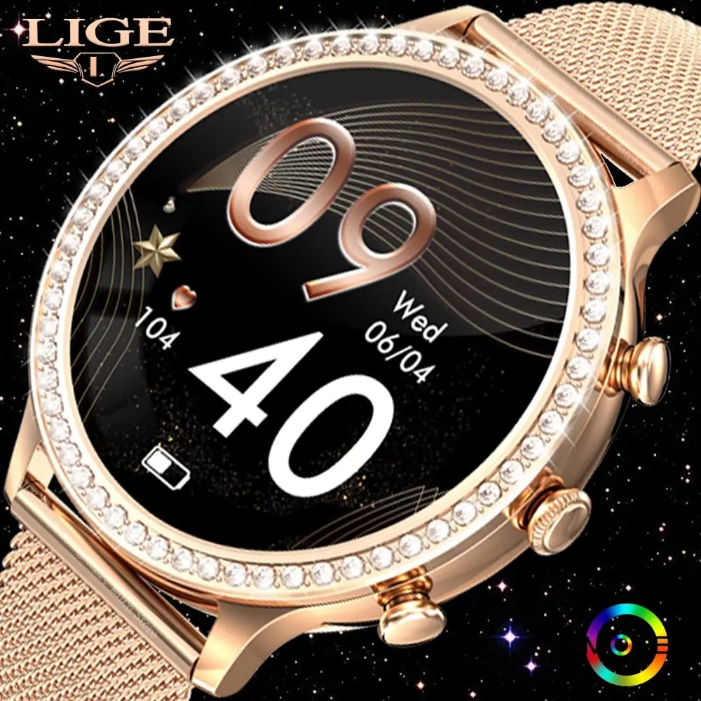 Модные женские смарт-часы LIGE с Bluetooth-вызовом, измерением артериального давления, спортивным браслетом с индивидуальным циферблатом, водонепроницаемыми мужскими умными часами для женщин
