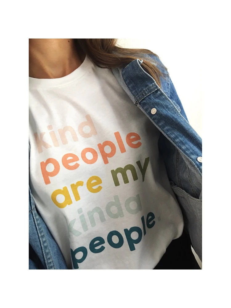 Модные летние футболки Kind People Are My Kind People, Женская футболка с принтом 90-х, Лозунг Feministe Grunge, Футболки Tumblr, Топы с цитатами Изображение 2 