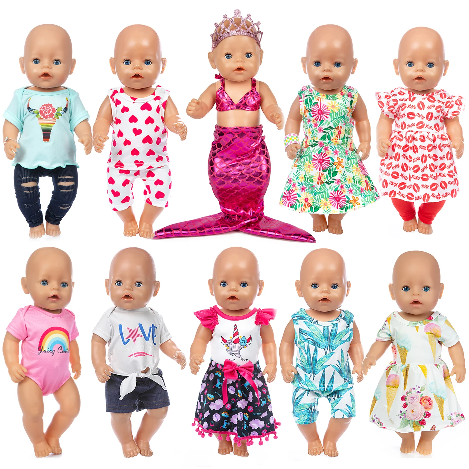 Модный костюм, подходящий для одежды новорожденной куклы Baby Doll 43 см