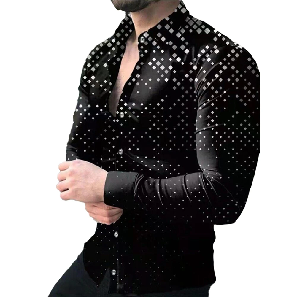 Мужская блузка с длинным рукавом, рубашка для мышц, Рубашки, однобортные топы, модная 3D-печать, барочная мода на пуговицах