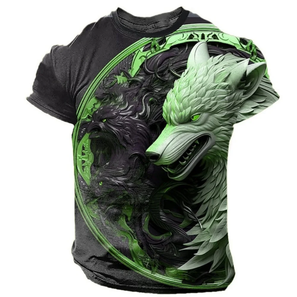 Мужская одежда, Футболка с 3D Животным принтом Для Мужчин, Модная Новая футболка С 3D Графическим рисунком Волка, Повседневная футболка, Топ Оверсайз Изображение 1 