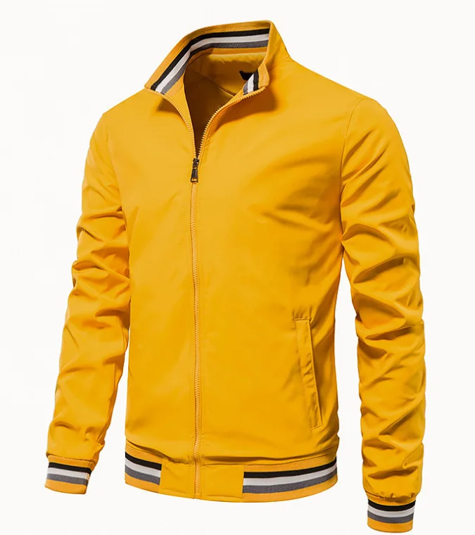 Мужская повседневная куртка со стоячим воротником Осень 2022, модная куртка в тон цвету Изображение 2 