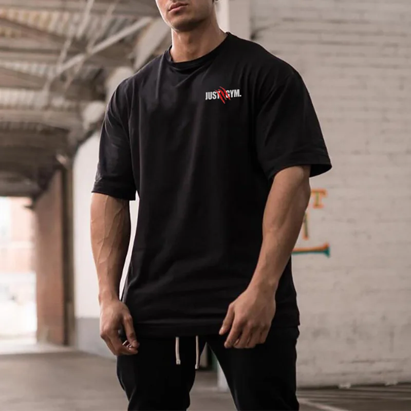 Мужская свободная футболка оверсайз с коротким рукавом, уличная одежда в стиле хип-хоп, футболка для фитнеса, летний повседневный модный дышащий топ с круглым вырезом и принтом