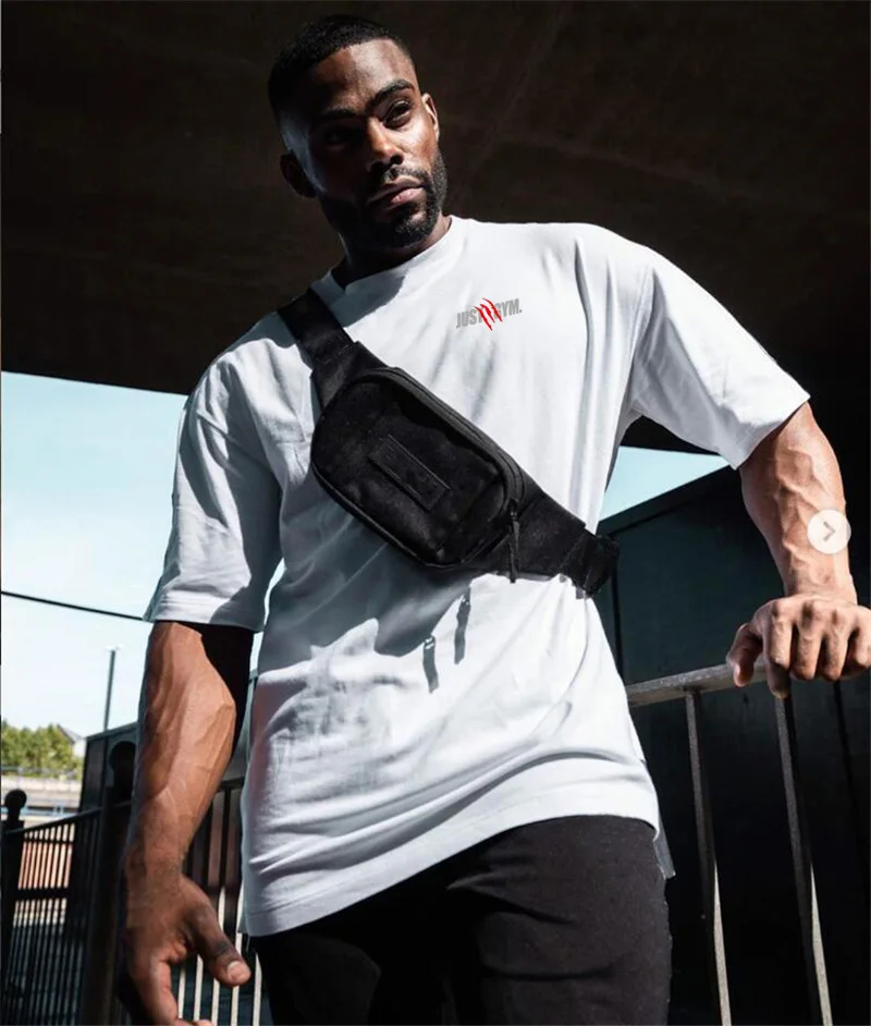 Мужская свободная футболка оверсайз с коротким рукавом, уличная одежда в стиле хип-хоп, футболка для фитнеса, летний повседневный модный дышащий топ с круглым вырезом и принтом Изображение 2 