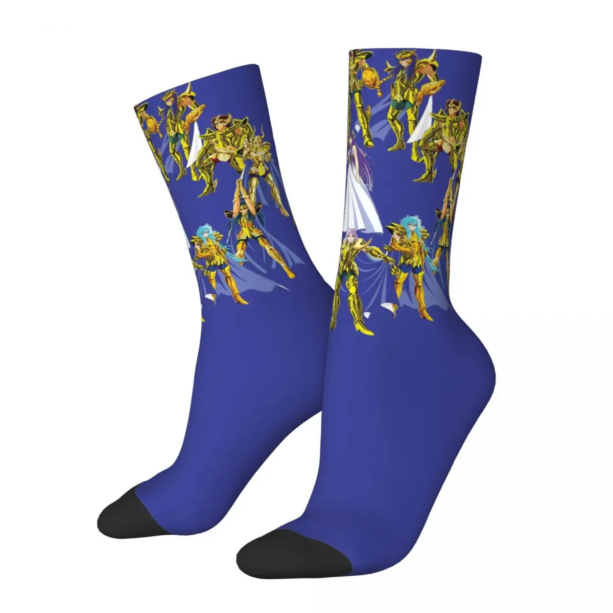 Мужские компрессионные носки в стиле хип-хоп ретро Gold Saints И Athena Crazy Унисекс с забавным принтом Saint Seiya, новинка, носок Happy Crew Изображение 0 
