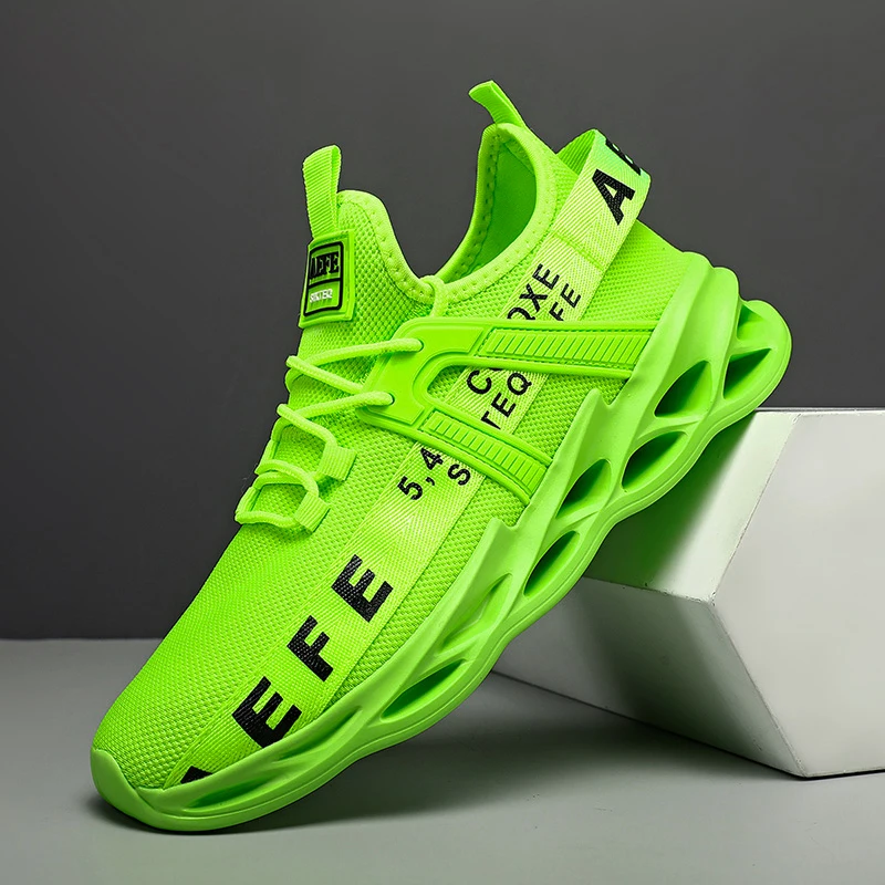 Мужские кроссовки для бега размера плюс 40-47, зеленые, желтые, молодежные, люксовый бренд, Спортивные кроссовки для спортзала, дорожные кроссовки для бега