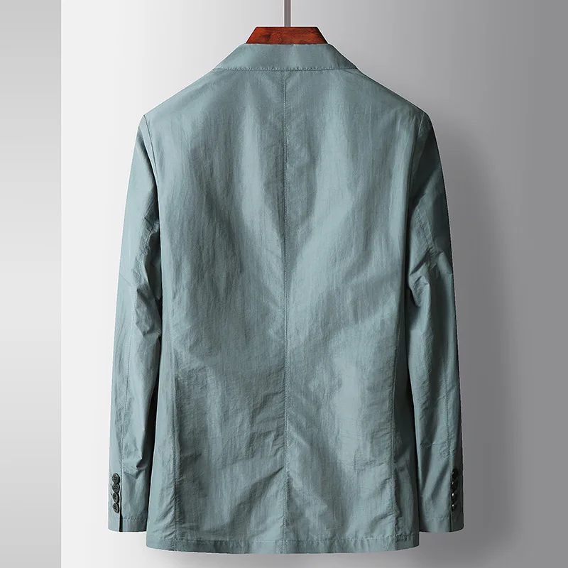 Мужской Высококачественный сине-зеленый Офисный костюм, блейзер, Тонкий деловой Повседневный костюм, пальто, мужской приталенный пиджак M-4XL Изображение 2 