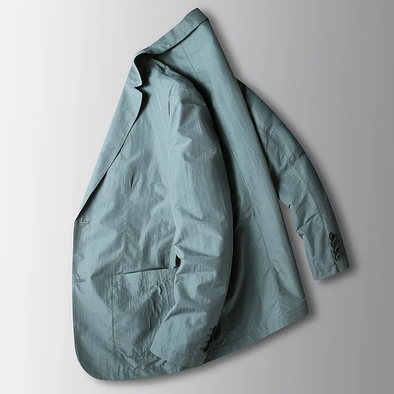 Мужской Высококачественный сине-зеленый Офисный костюм, блейзер, Тонкий деловой Повседневный костюм, пальто, мужской приталенный пиджак M-4XL Изображение 3 