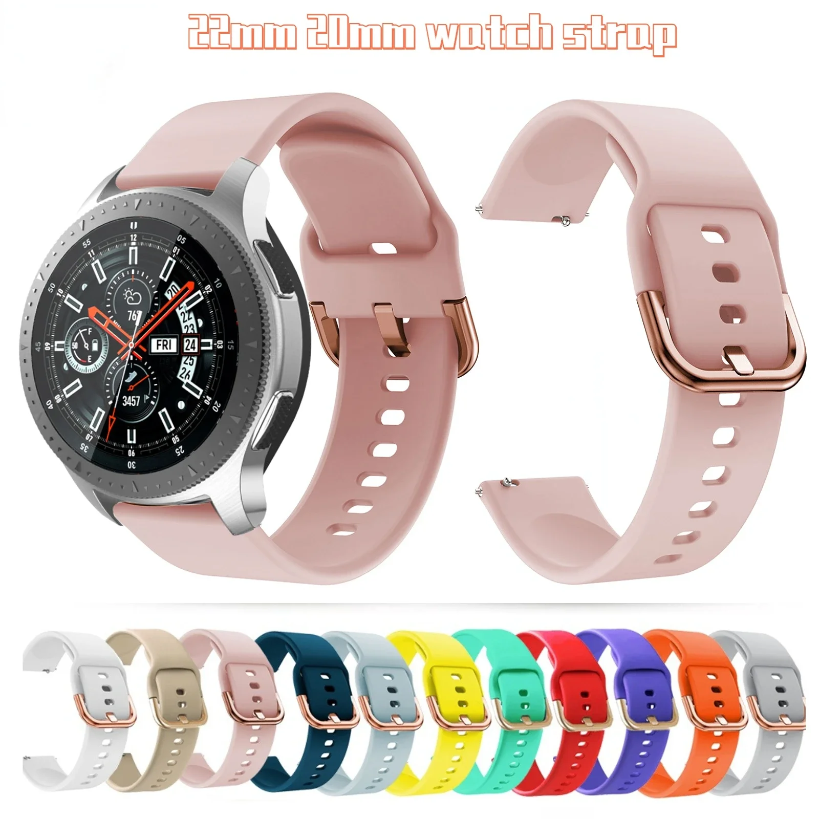 Мягкий силиконовый ремешок для Samsung Galaxy watch 3/4 Gear S3 Huawei watch GT2 Износостойкий браслет для спортивных часов Amazfit GTR