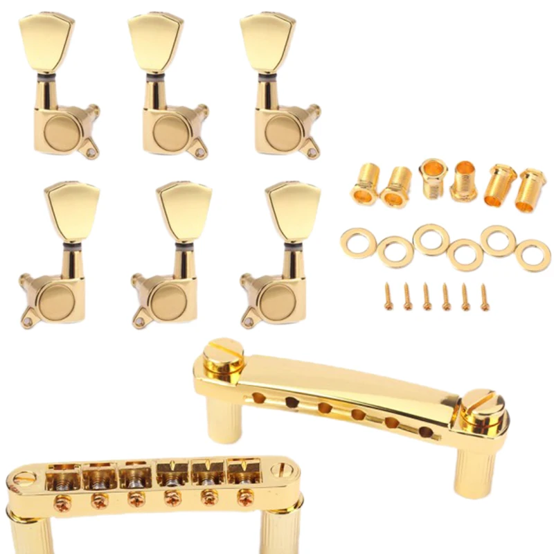Набор золотых струнных Saddle Tune-O-Matic Bridge & Tailpiece для электрогитары в стиле Gb Lp Изображение 0 