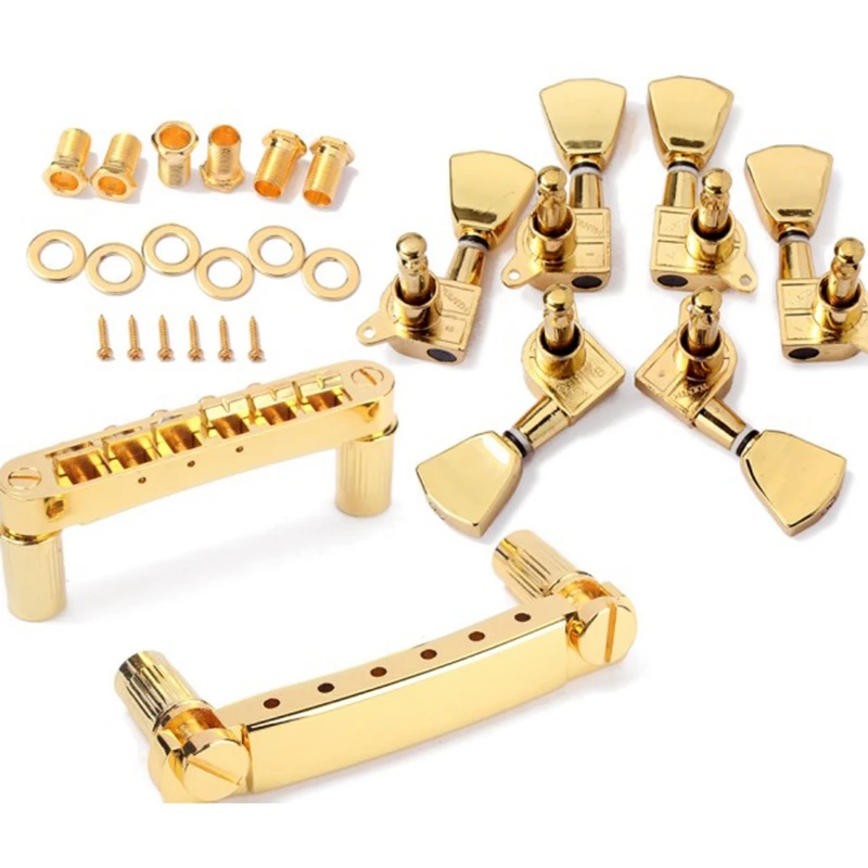 Набор золотых струнных Saddle Tune-O-Matic Bridge & Tailpiece для электрогитары в стиле Gb Lp Изображение 5 