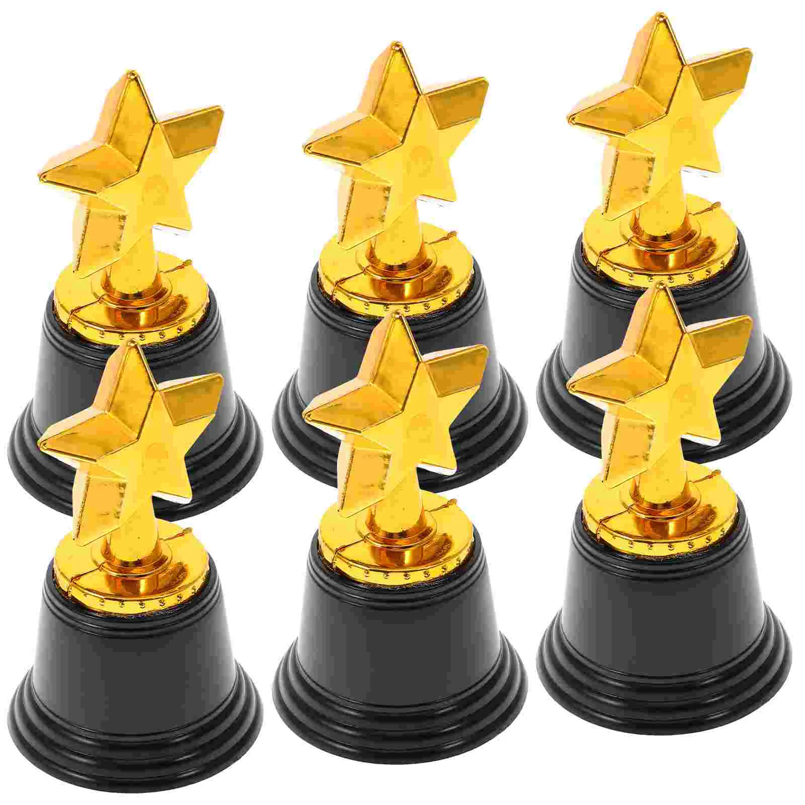 Набор наград Toyvian Kids Toys Star Trophy 6 Объемных золотых наградных трофеев размером 4,8 дюйма, Сувениры для детских вечеринок, реквизит, награды за победу