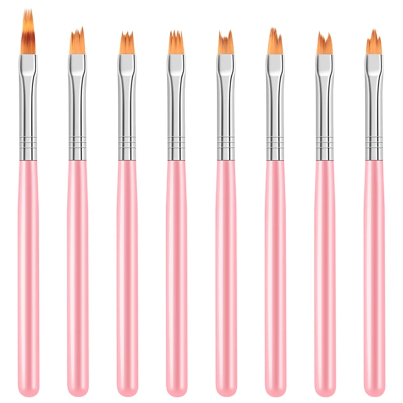Набор цветных ручек для рисования 8шт, Розовая ручка-лепесток, Кисточка для ногтей, Короткая кисточка для ногтей