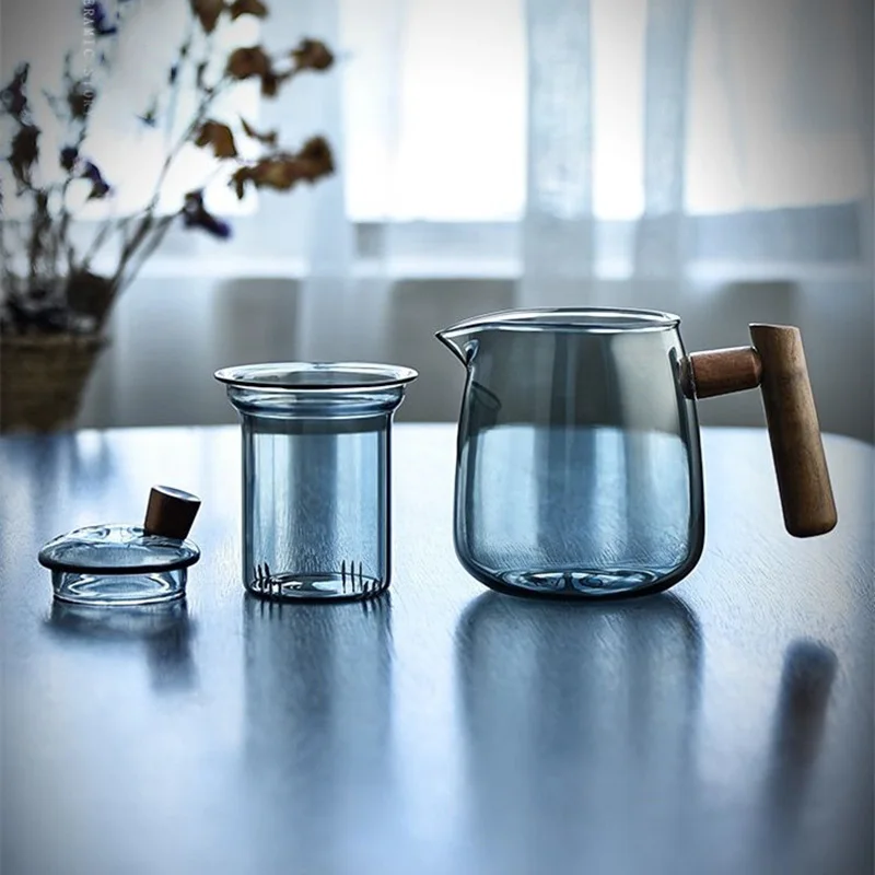 Набор японских стеклянных чайников из утолщенного термостойкого стекла, Встроенный фильтр, предметы первой необходимости для дома, 1 кастрюля, 4 чашки Изображение 3 