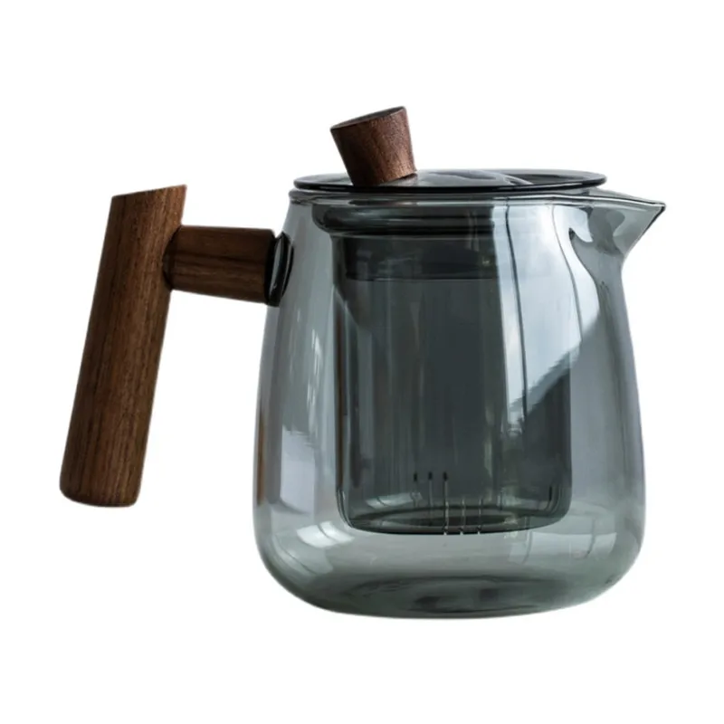 Набор японских стеклянных чайников из утолщенного термостойкого стекла, Встроенный фильтр, предметы первой необходимости для дома, 1 кастрюля, 4 чашки Изображение 4 