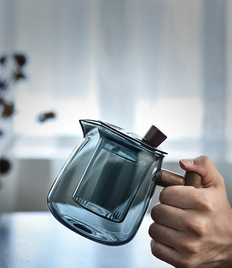 Набор японских стеклянных чайников из утолщенного термостойкого стекла, Встроенный фильтр, предметы первой необходимости для дома, 1 кастрюля, 4 чашки Изображение 5 