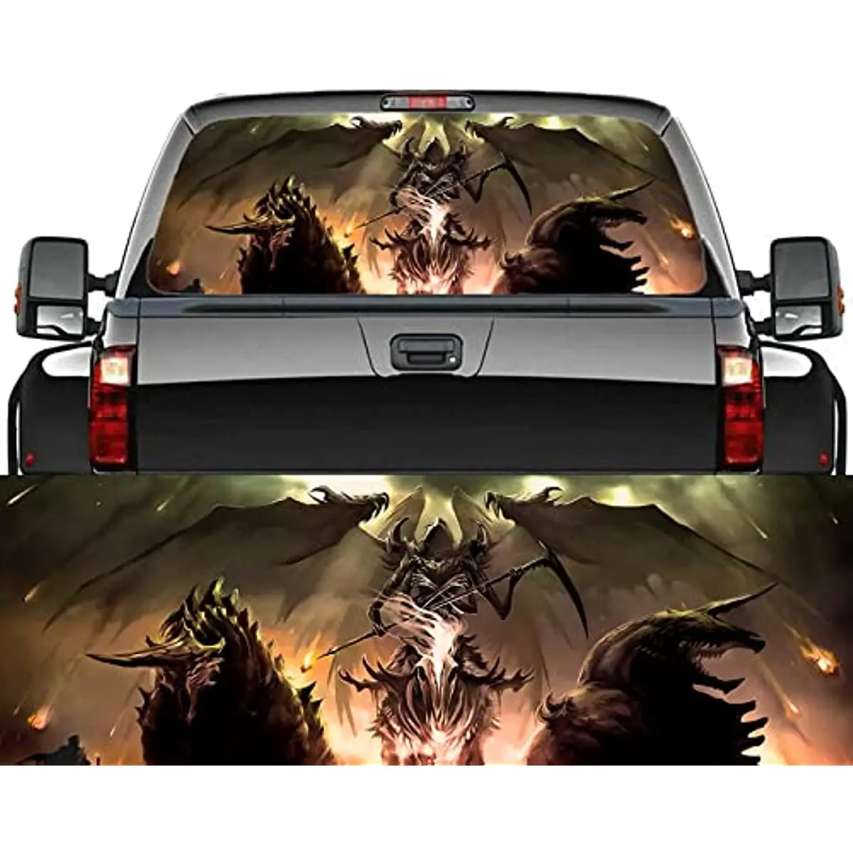 Наклейка на заднее стекло автомобиля Grim Reaper, Графическая перфорированная наклейка, наклейка на заднее стекло грузовика, наклейки на заднее стекло внедорожника, фургона, пикапа.