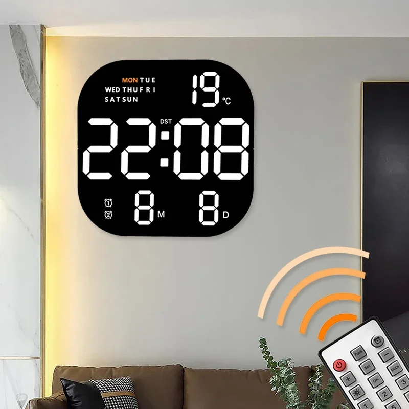 Настенный светодиодный цифровой будильник Регулировка яркости отображения температуры Даты недели Электронные настольные часы для прикроватной тумбочки