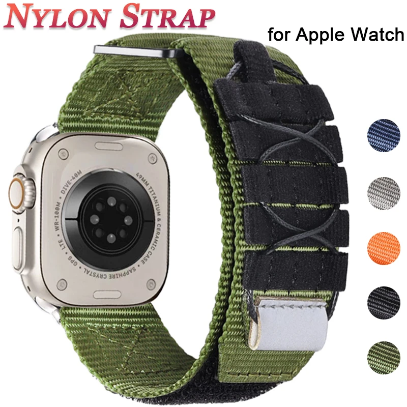 Нейлоновый Ремешок для Apple Watch Ultra Band 49 мм 45 мм 44 мм 42 мм 41 мм 40 мм 38 мм Спортивная Тактическая Тканая Петля Iwatch Series 8 7 6 5 4 3
