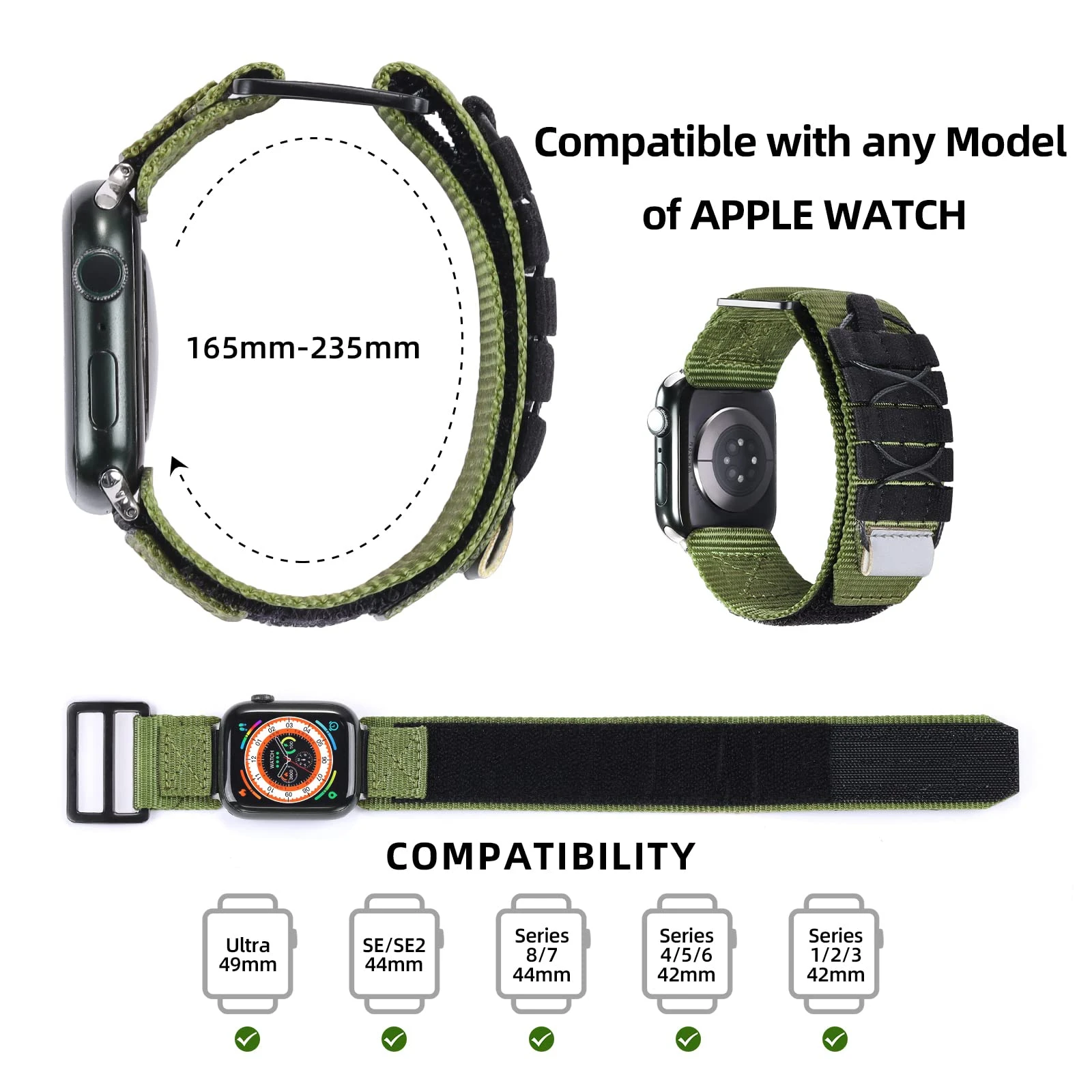 Нейлоновый Ремешок для Apple Watch Ultra Band 49 мм 45 мм 44 мм 42 мм 41 мм 40 мм 38 мм Спортивная Тактическая Тканая Петля Iwatch Series 8 7 6 5 4 3 Изображение 4 