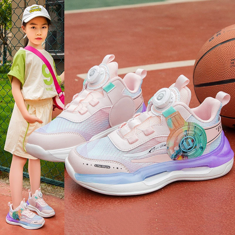 Новая брендовая детская баскетбольная спортивная обувь с толстым дном, нескользящая Дышащая высококачественная обувь для бега для мальчиков и девочек Изображение 3 