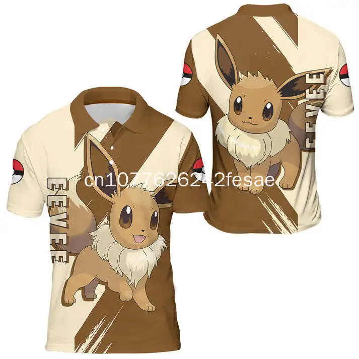 Новая мужская рубашка поло 2023 года, мужская модная повседневная рубашка поло Pokemon Bulbasaur Изображение 3 