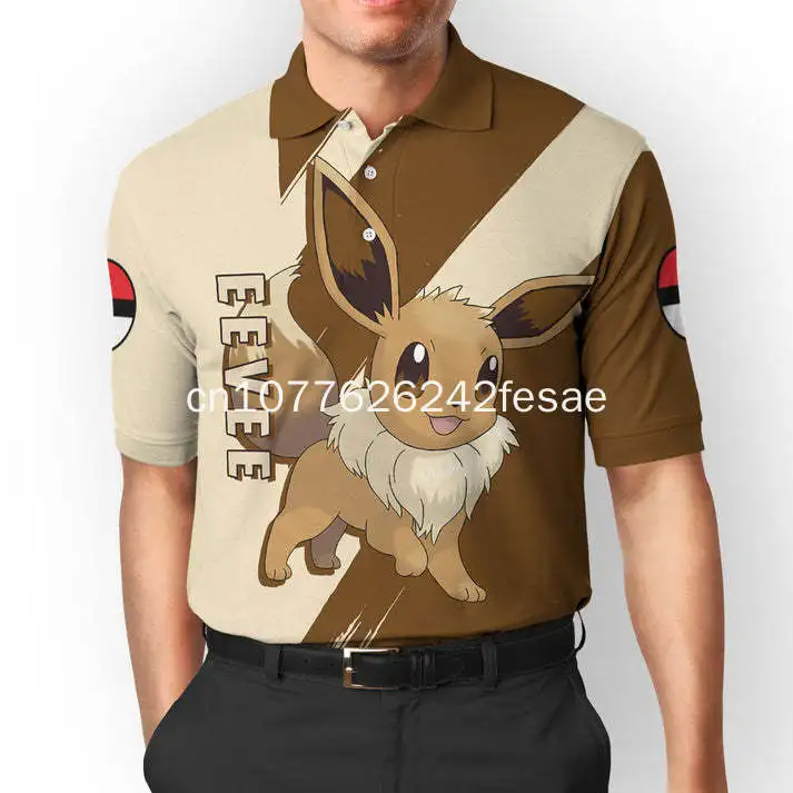 Новая мужская рубашка поло 2023 года, мужская модная повседневная рубашка поло Pokemon Bulbasaur Изображение 5 