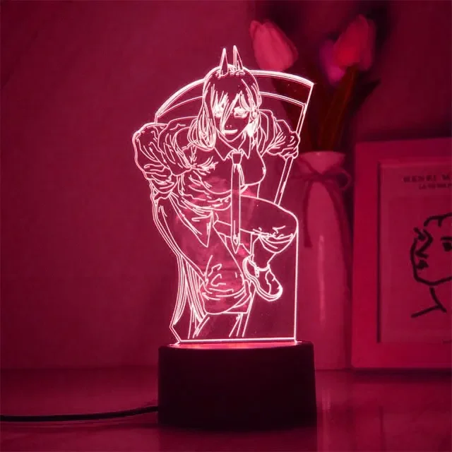 Новейший аниме светодиодный светильник Chainsaw Man для украшения спальни Ночник Подарки на День Рождения Декор комнаты Настольные 3d лампы Chainsaw Man Изображение 5 