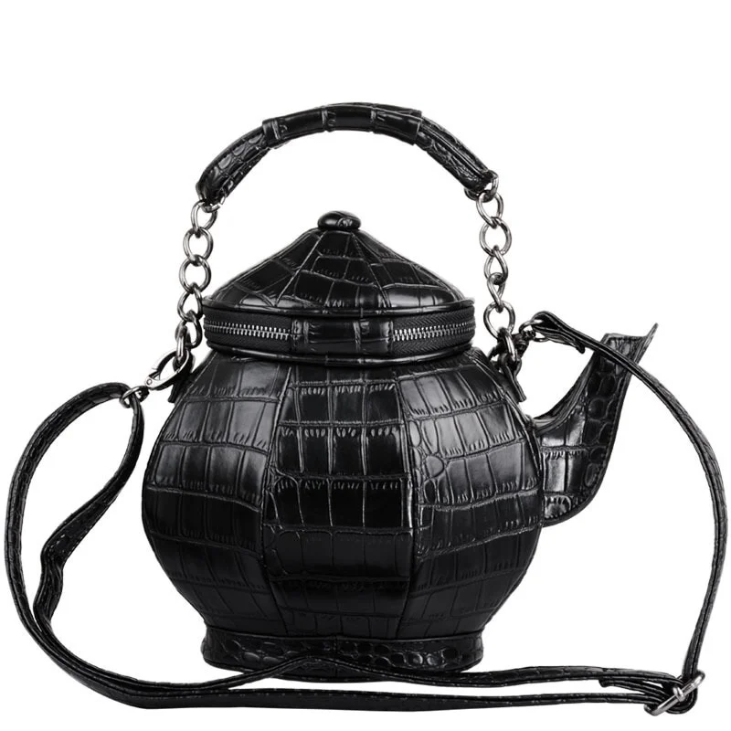 Новинка, женская сумка в форме чайника в стиле панк, сумка через плечо, готическая сумка-тоут, сумка для вечеринки в честь Хэллоуина