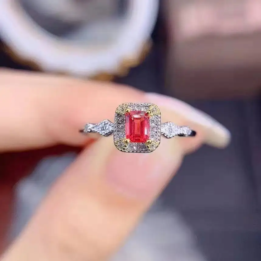 Новое модное кольцо с Мозамбикским рубином, женское двухцветное кольцо с бриллиантом принцессы с гальваническим покрытием, открытое цветное кольцо с сокровищами, подарок для вечеринки на День рождения